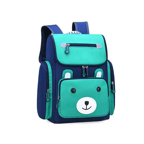  Cute Blue Kids' Backpack with Animal Print and Reflective Safety Straps